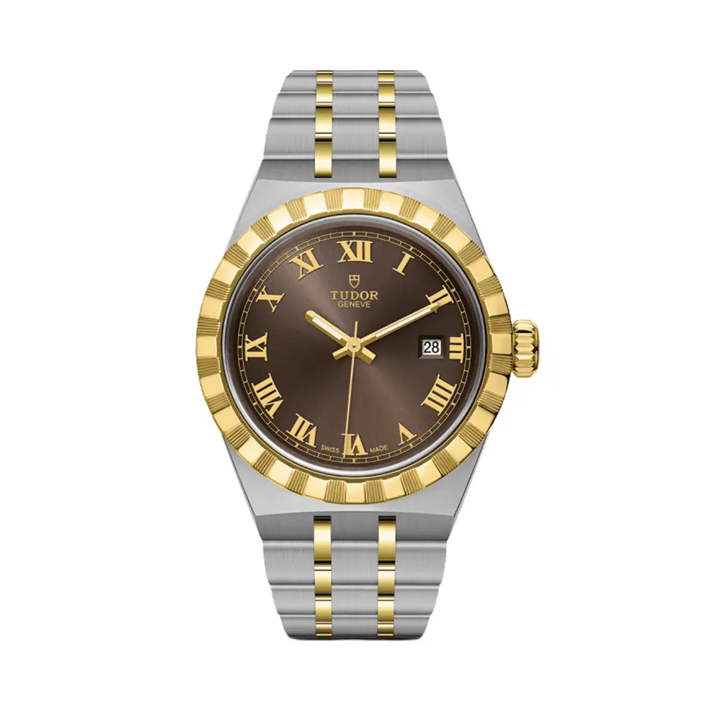 Tudor Royal Yellow Gold Two-Tone 28Mm - Chocolate Brown On Bracelet 1