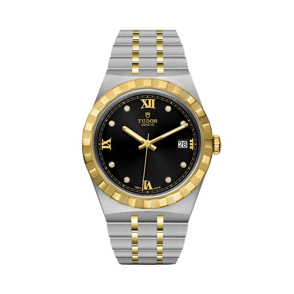 Tudor Royal Yellow Gold Two-Tone 38Mm - Black, Diamond-Set On Bracelet 1