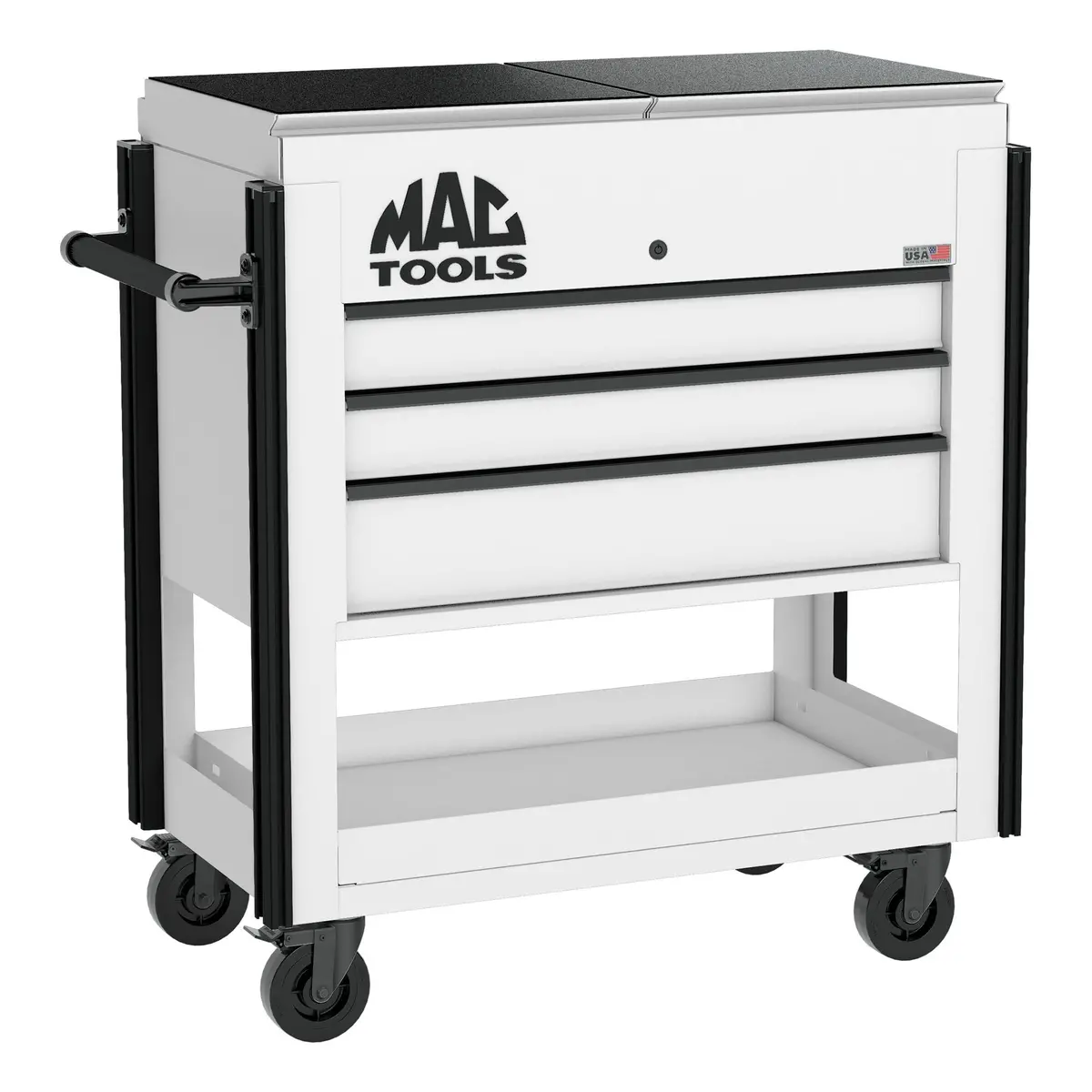 3-Drawer Utility Cart W/ Split Sliding Lid - Titanium White 1