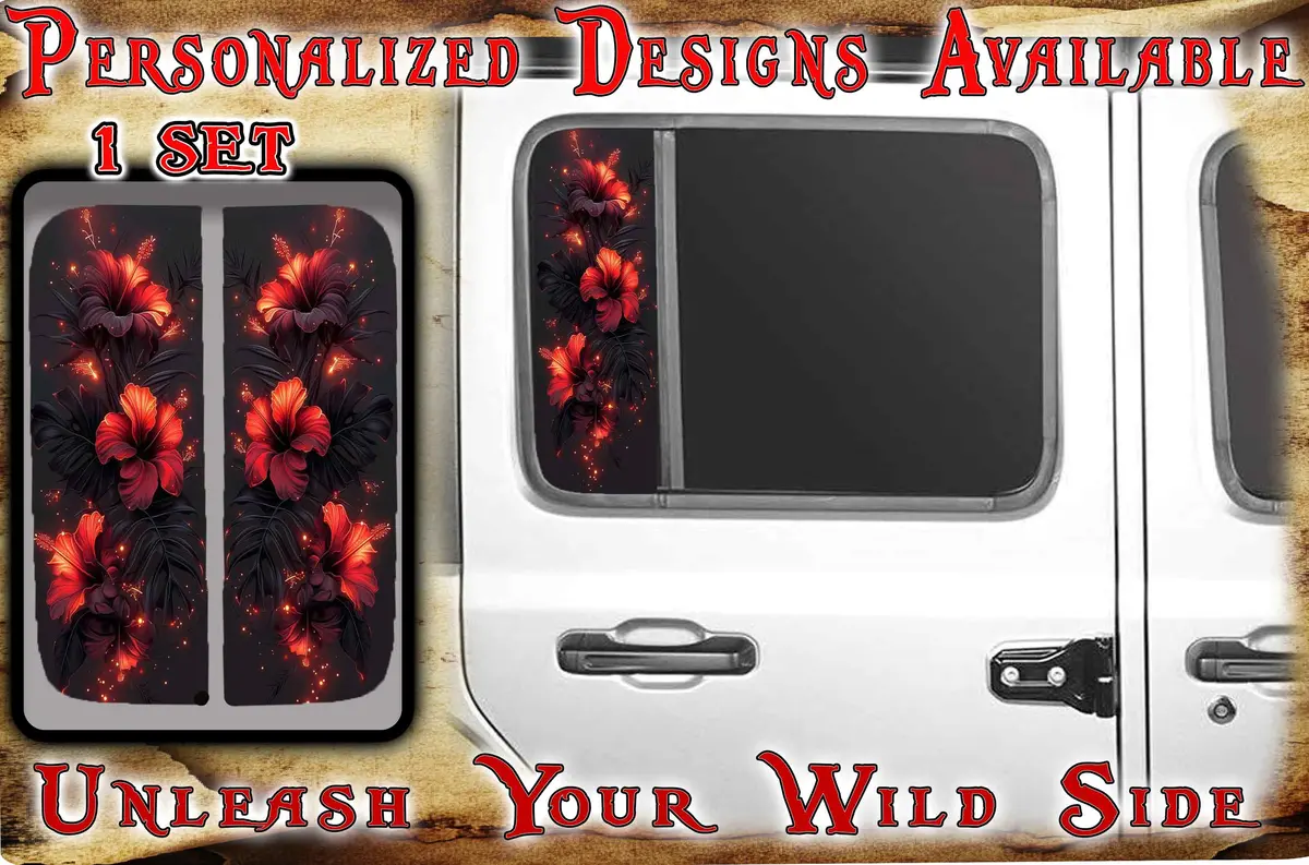 Red Flowers Side Door Window  203 1