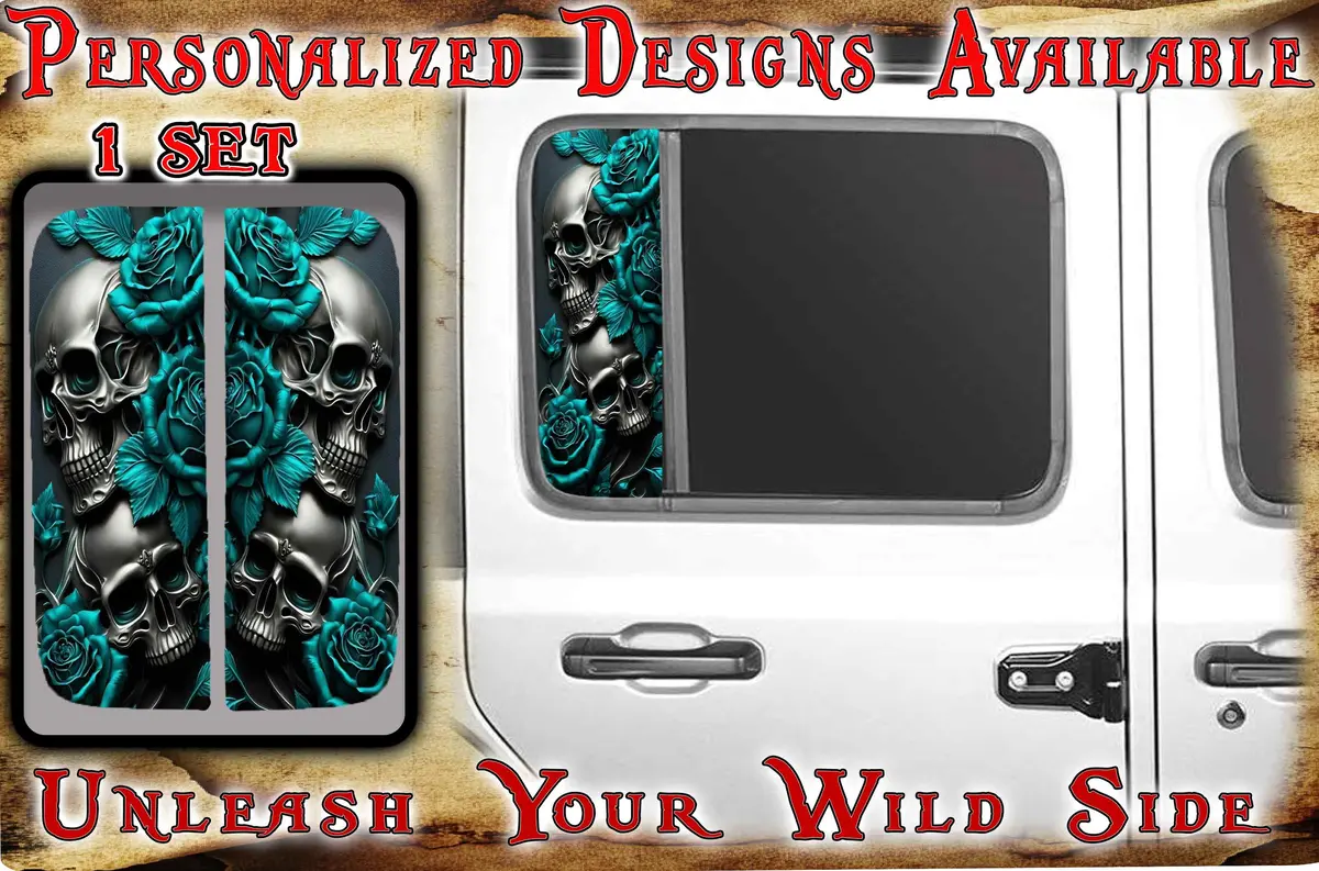 Teal Skull Side Door Window  208 1
