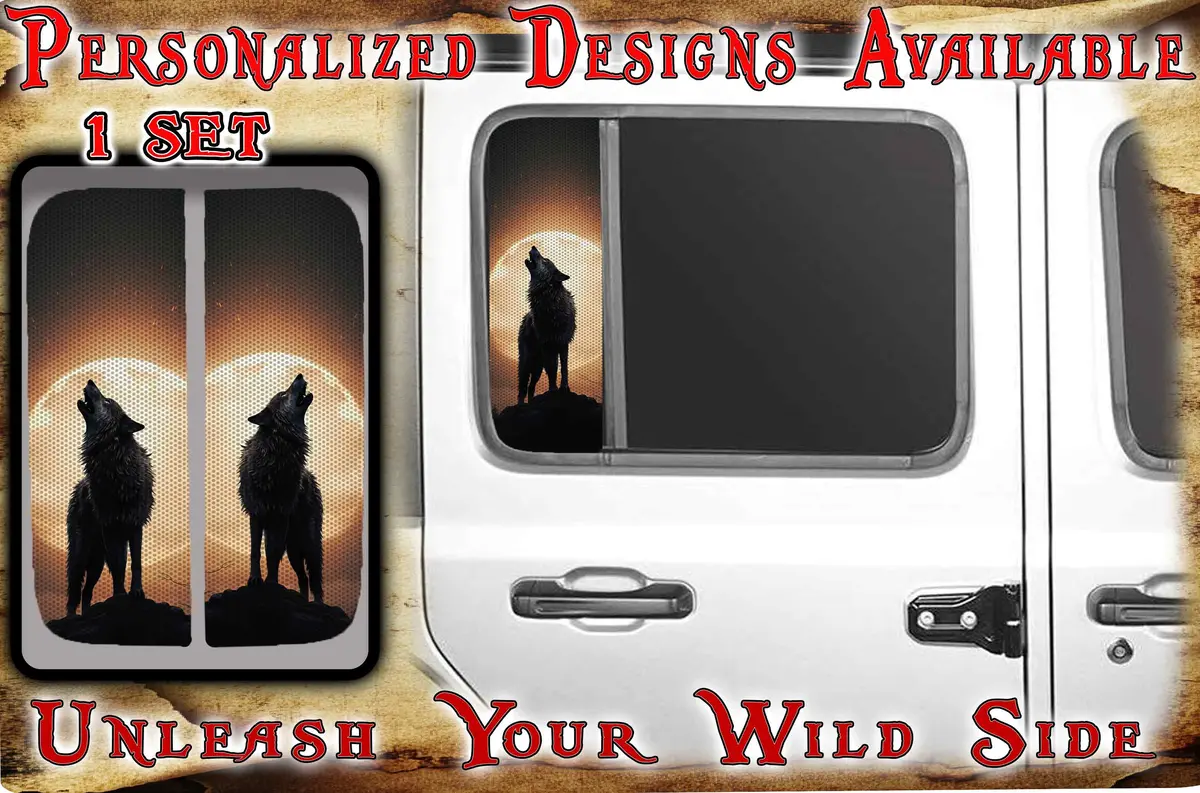 Side Door Window Decal Wolf And Moon 210 1