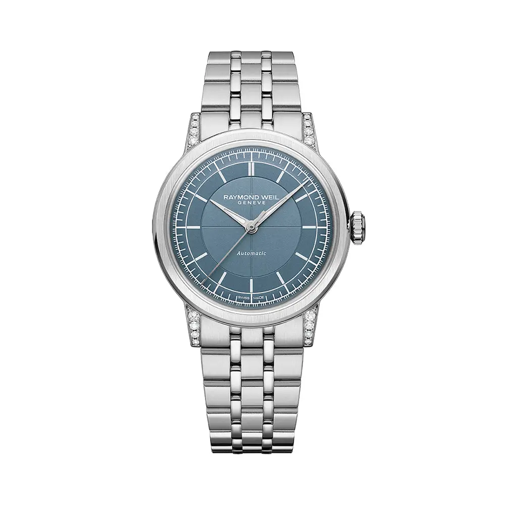 Millesime Automatic Central Seconds Diamonds 35Mm - Blue On Bracelet 1