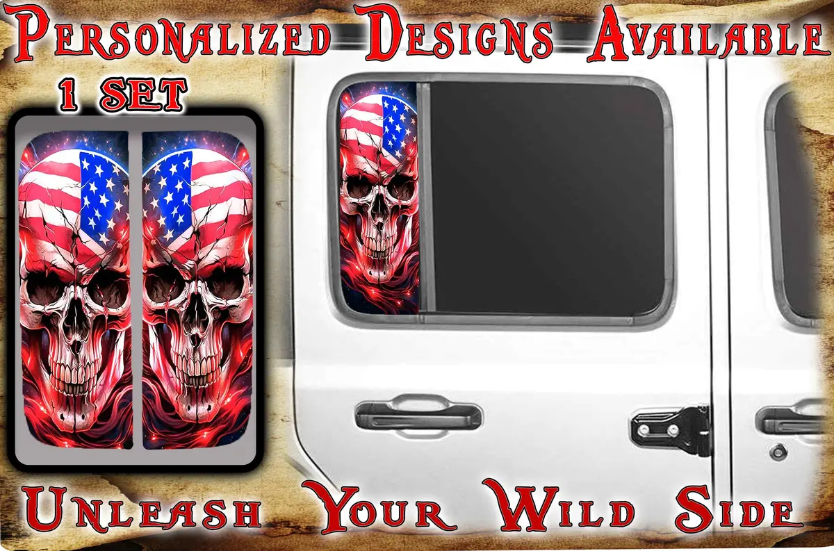 Side Door Window Decal  Flag Skull 215 1