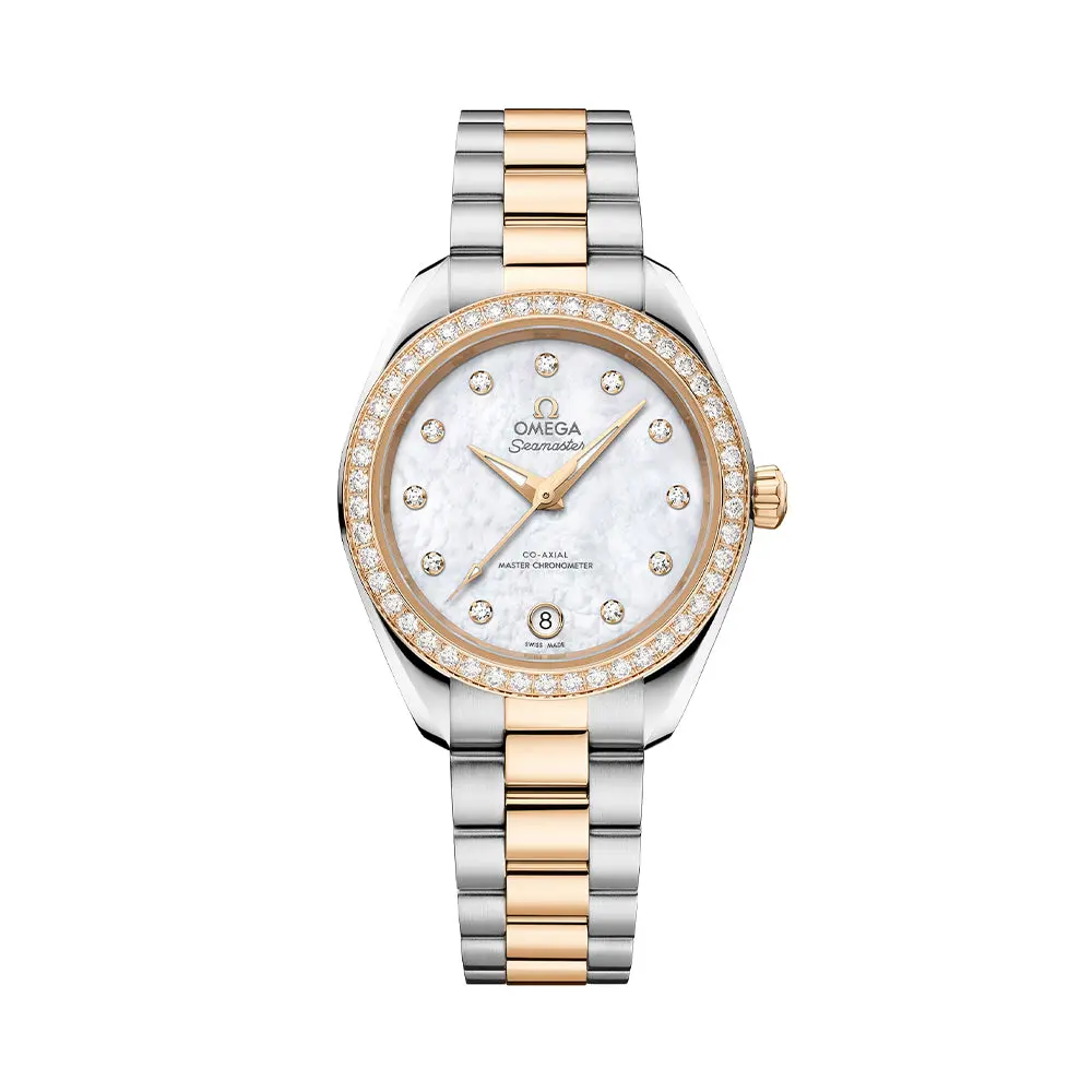 Seamaster Aqua Terra 150M Two-Tone 30Mm - White, Mother-Of-Pearl W/ Diamonds On Bracelet 1