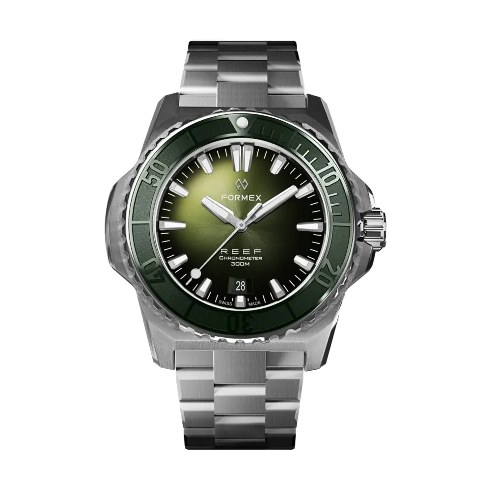 Reef Automatic Chronometer Cosc 300M Green Bezel 42Mm - Green On Bracelet 1