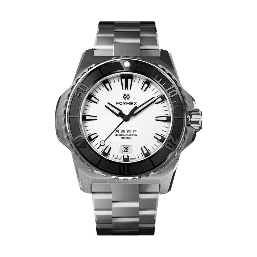Reef Automatic Chronometer Cosc 300M Black Bezel 42Mm - White On Bracelet 1
