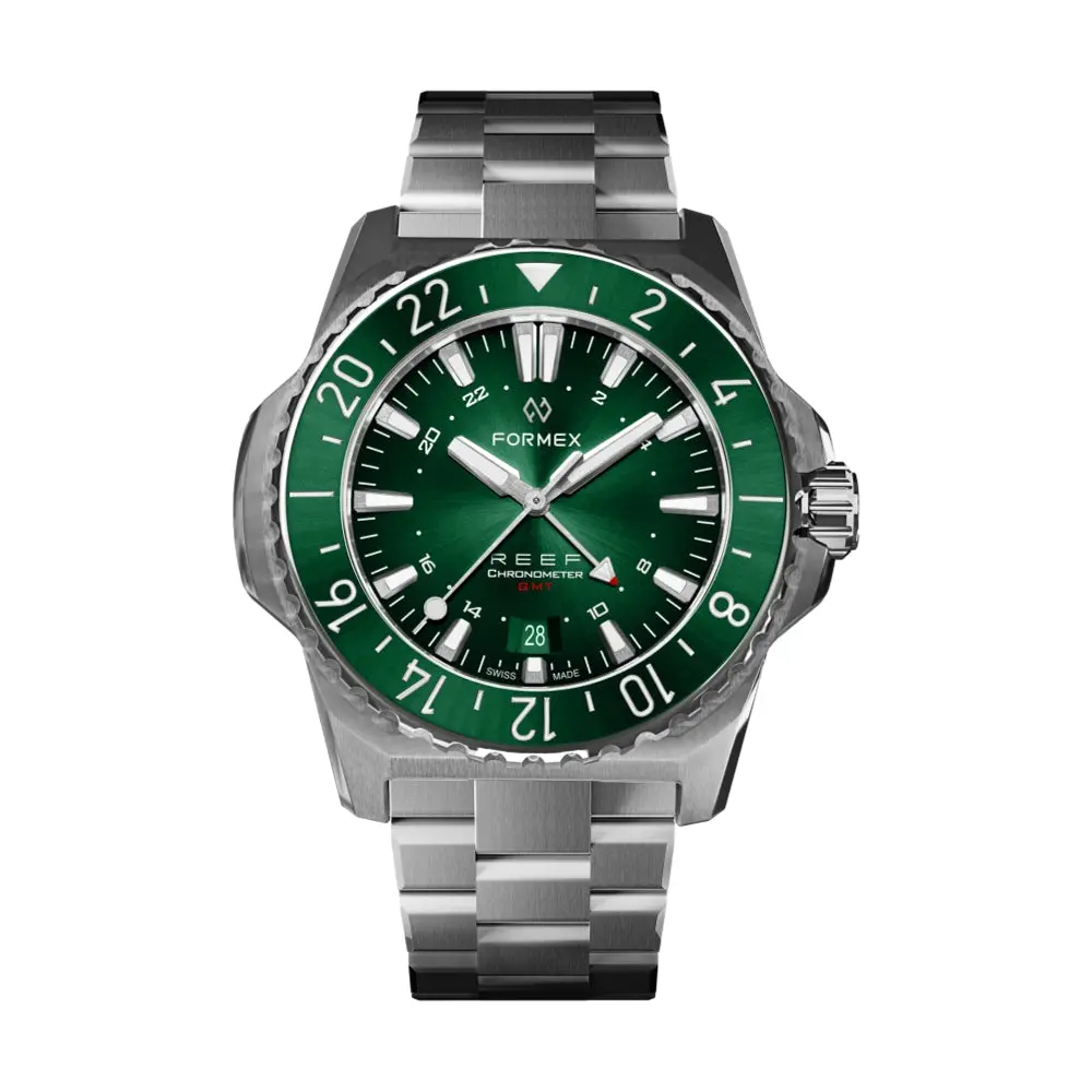 Reef Automatic Gmt Cosc 300M Green Bezel 42Mm - Green On Bracelet 1