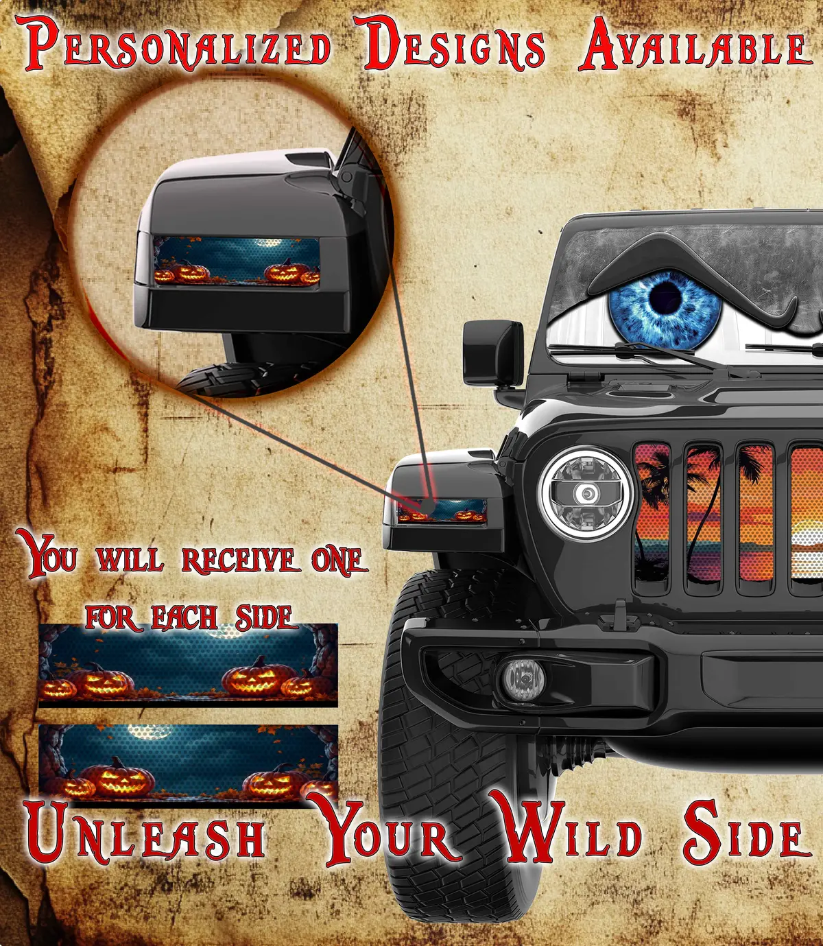 Pumpkin Patch Under The Moon Jl And Gladiator Turn Signal Decal. 26 2