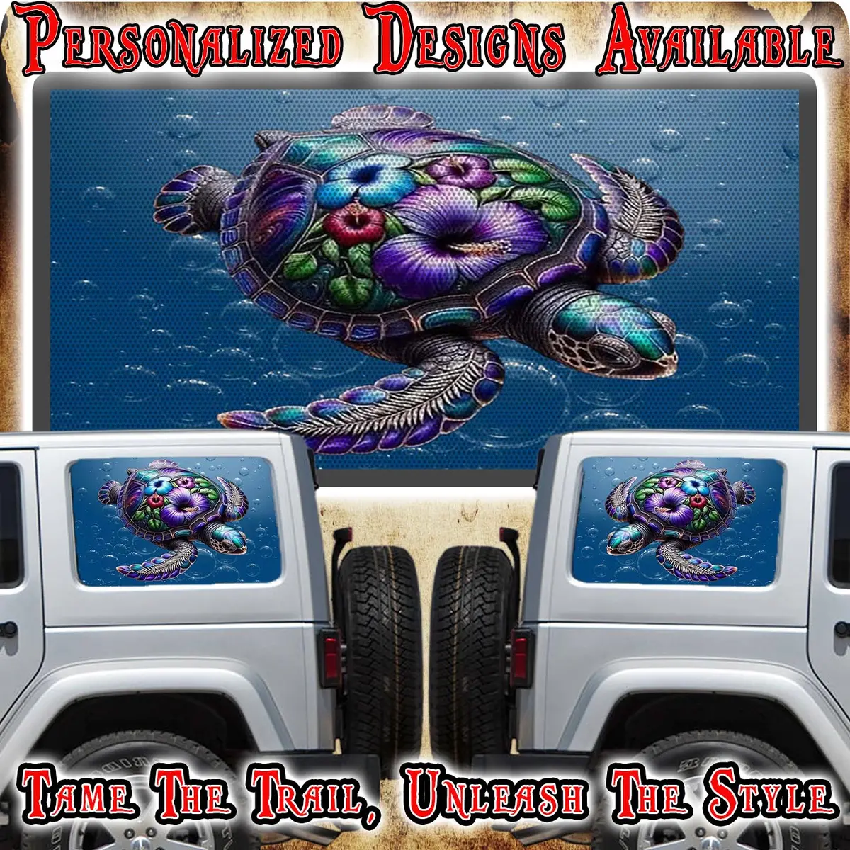 Sea Turtle Rear Quarter Window See Through Graphic. 1