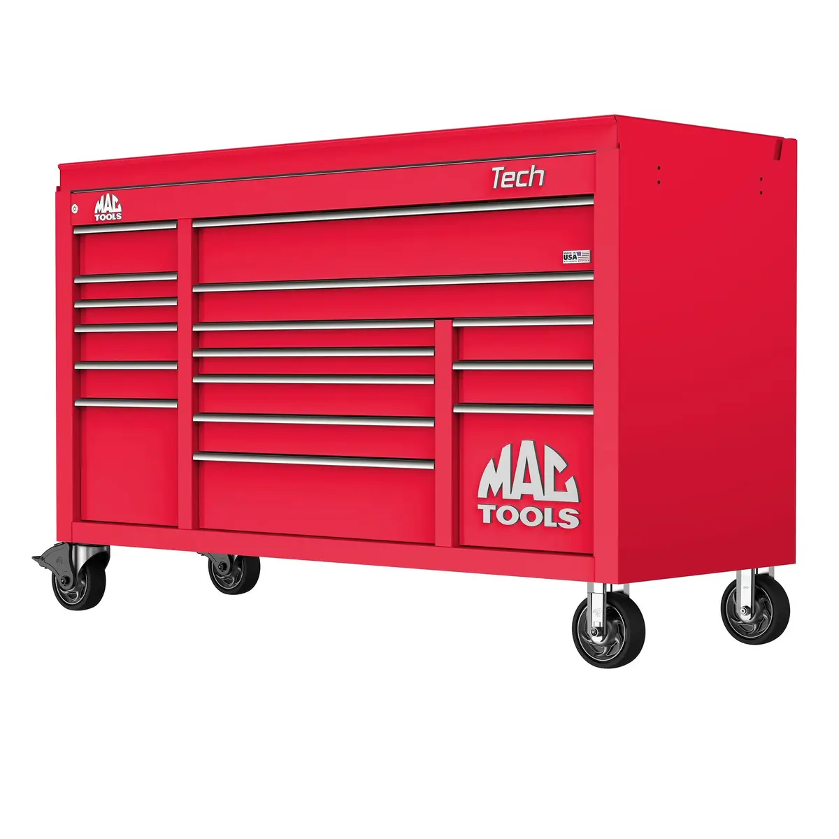 Tech™ Series 16-Drawer Drop Top Workstation - Firebrick Red 1