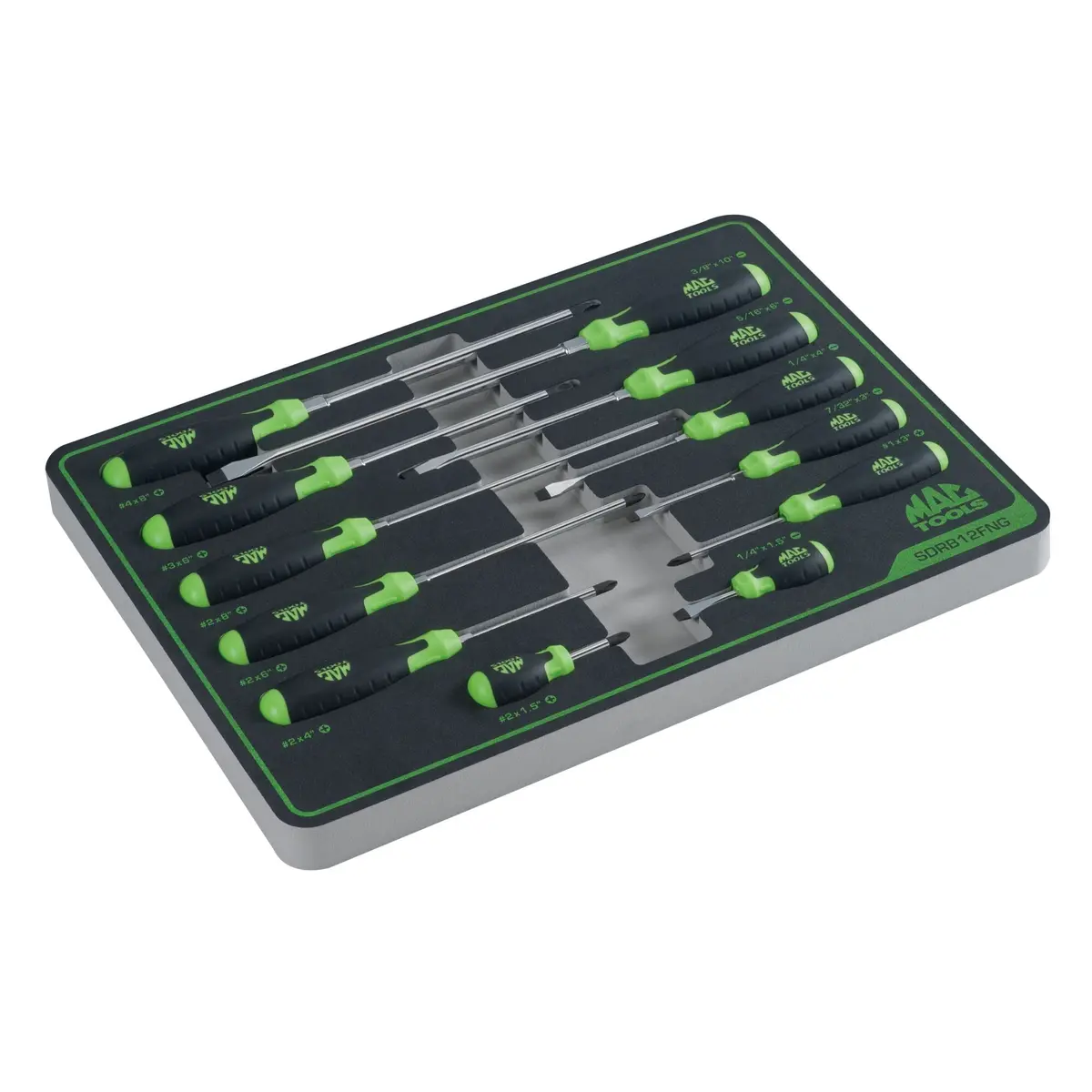 12-Pc. Screwdriver Set In Foam – Green 1
