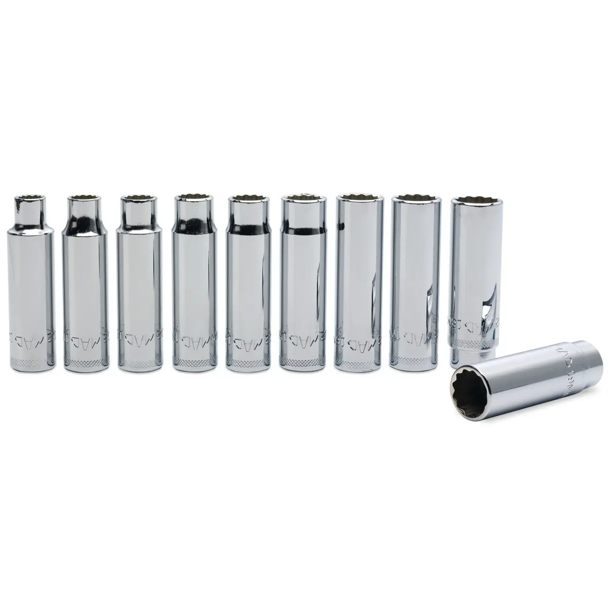 10-Pc. 1/2" Drive Metric Deep Socket Set - 12-Pt. 1