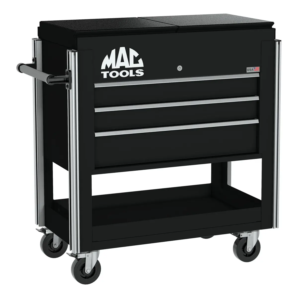 3-Drawer Utility Cart W/ Split Sliding Lid - Galaxy Black 1