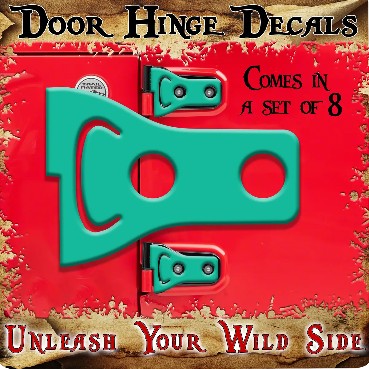 Teal Print Door Hinge Decals 25 1