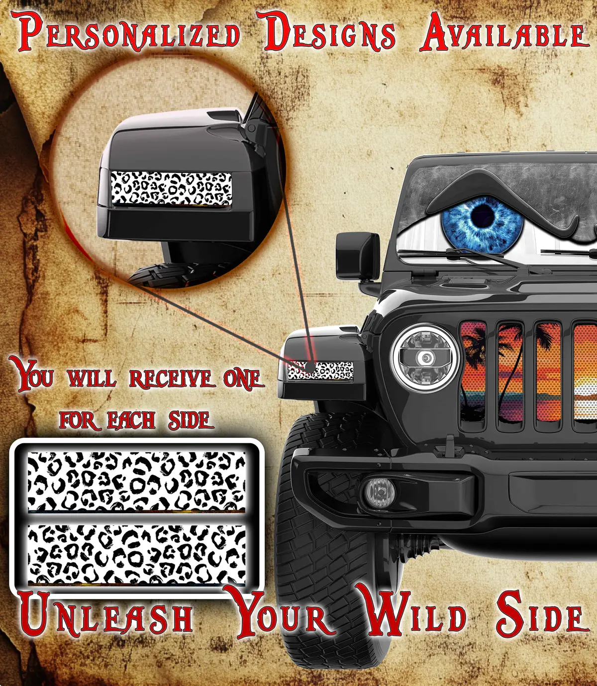 Leopard Print Jl And Gladiator Turn Signal Decal. 25 1