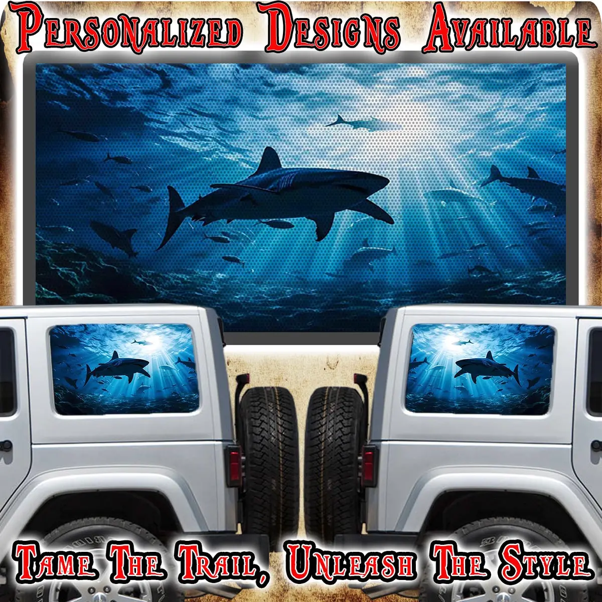 Sharks Rear Quarter Window See Through Graphic. 1