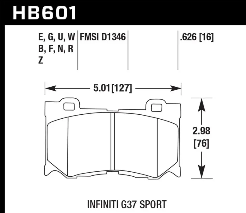 Hawk Dtc-60 Race Front Brake Pads For 2010–2011 Infiniti Fx50, 2009–2010 G37, And 2009–2010 Nissan 370Z 1