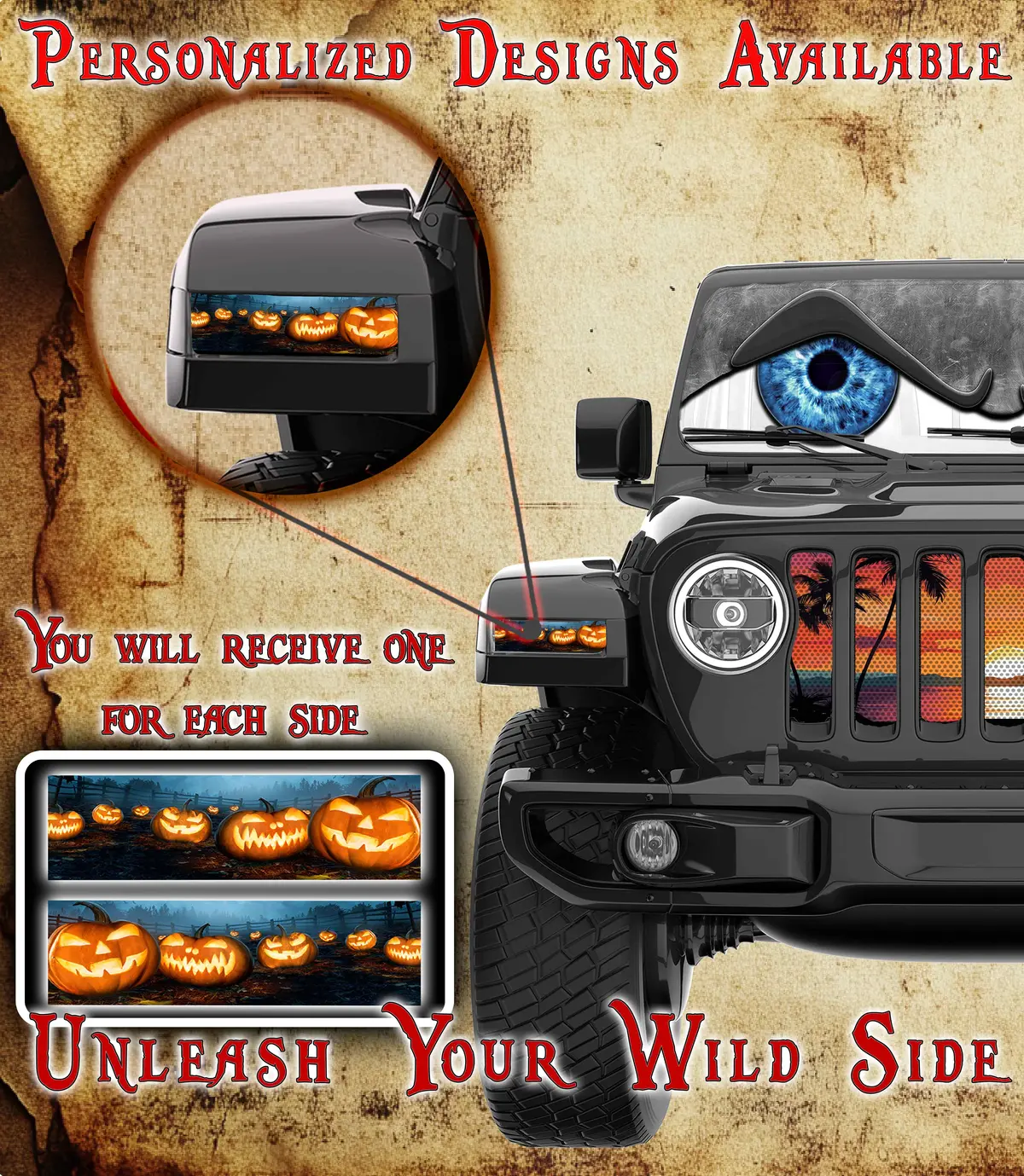 Pumpkin Patch Under The Moon Jl And Gladiator Turn Signal Decal. 26 1