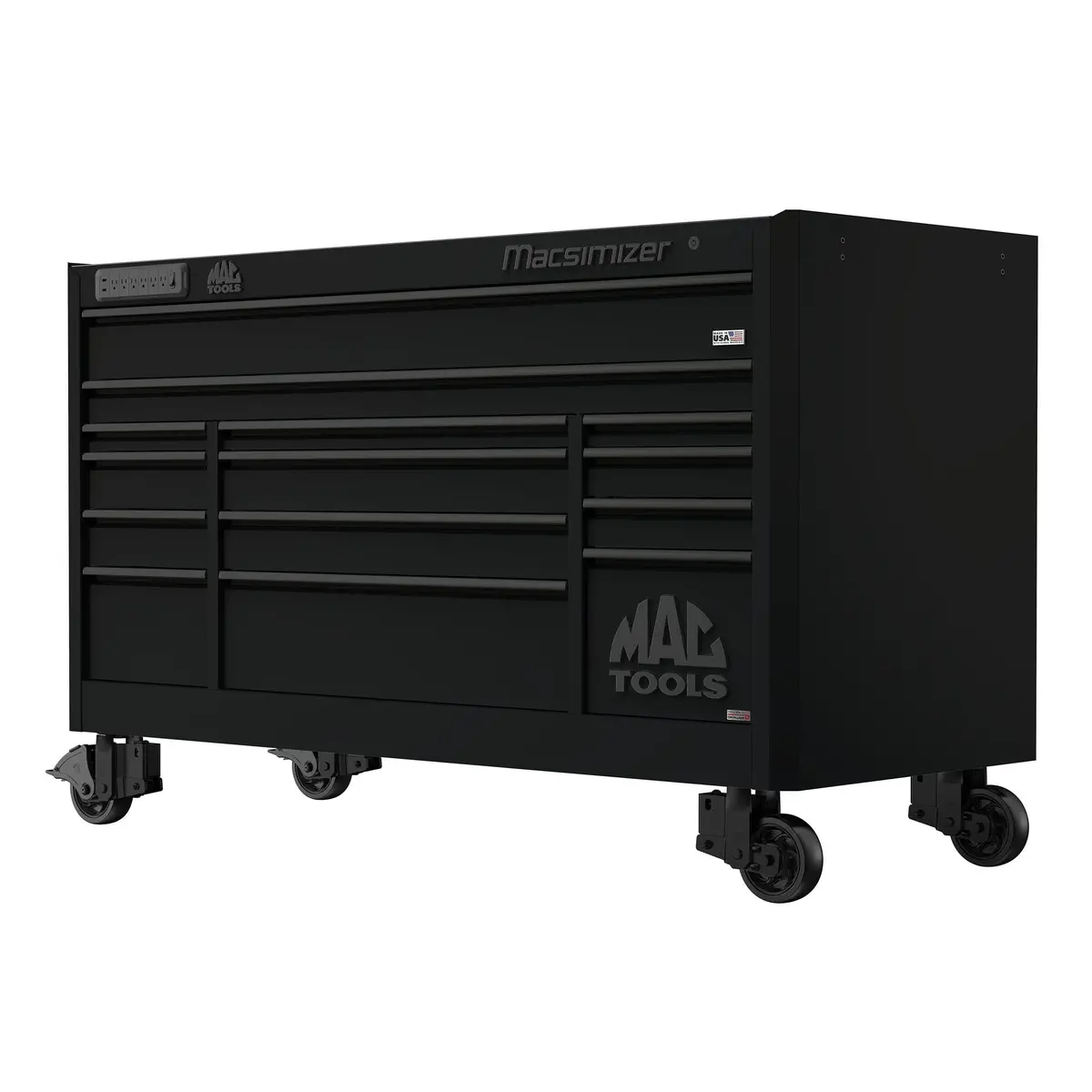 Macsimizer® Series 14-Drawer Workstation With Powertech™ Drawer - Flat Black 1