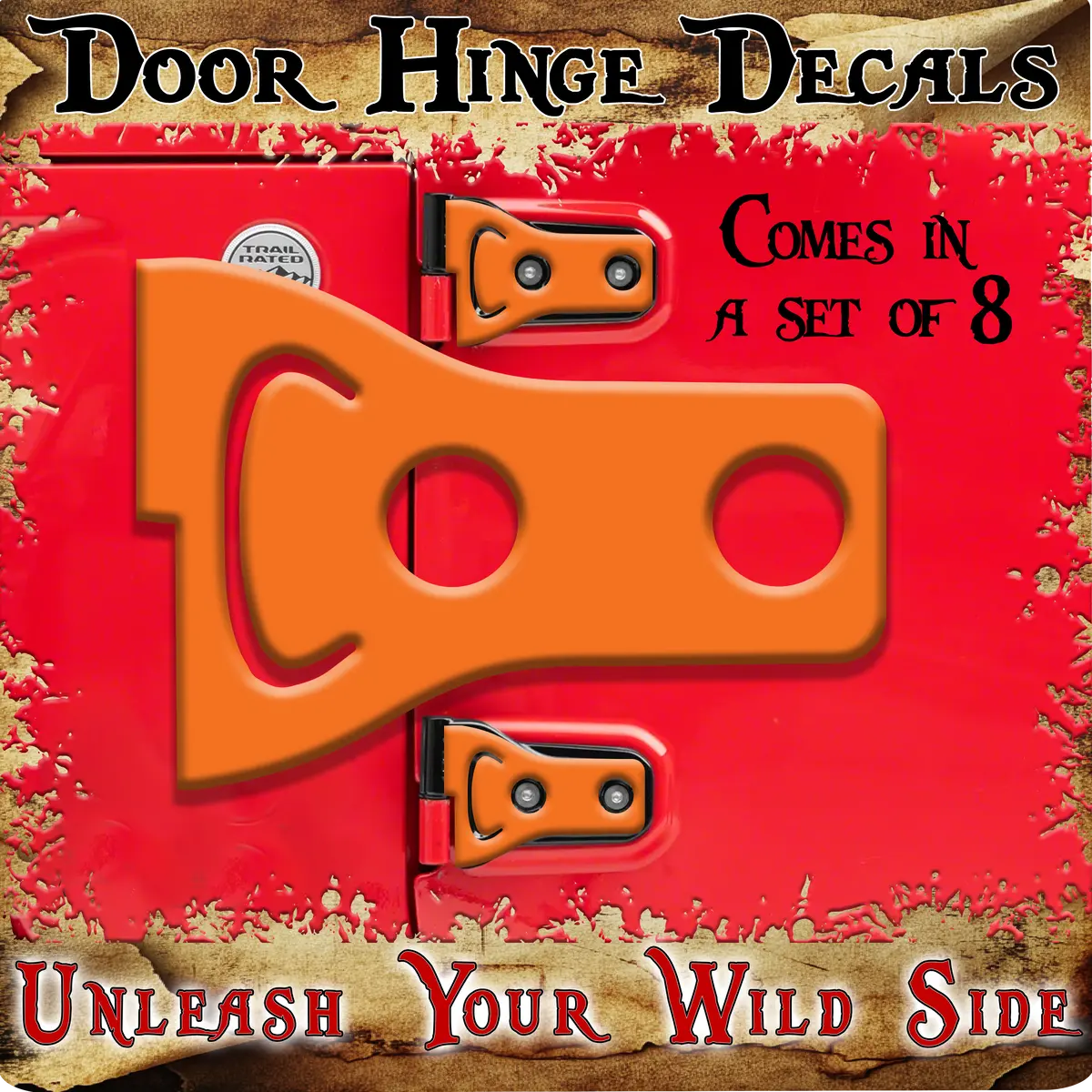 Orange Print Door Hinge Decals 29 1