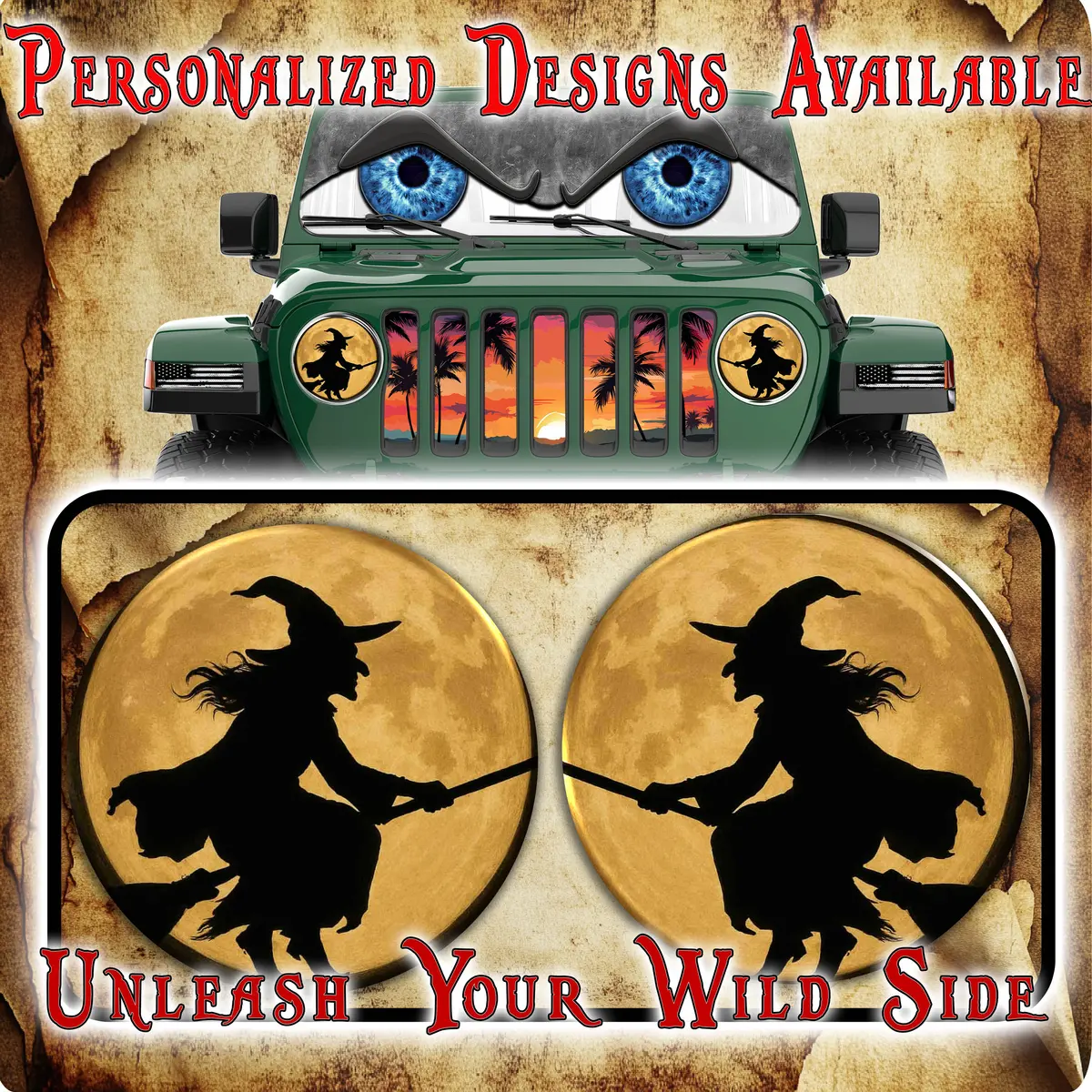 Witch And Moon For A Round Beast Headlight Decal. 29 1