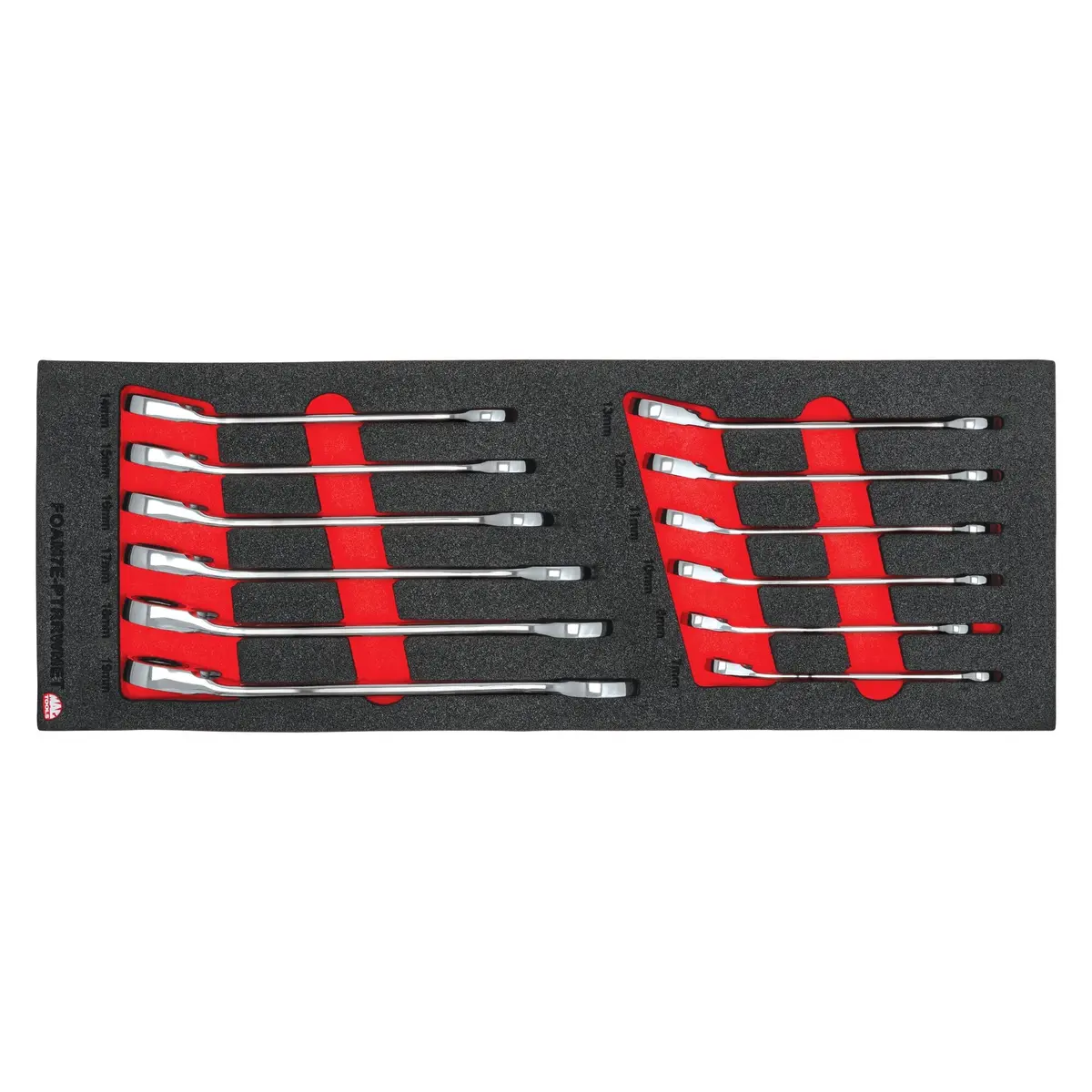 12-Pc. Metric Reversible Ratcheting Wrench Foam Set 1