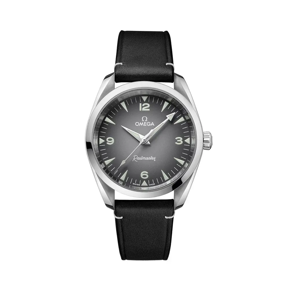 Seamaster Railmaster 38Mm - Grey On Leather Strap 1