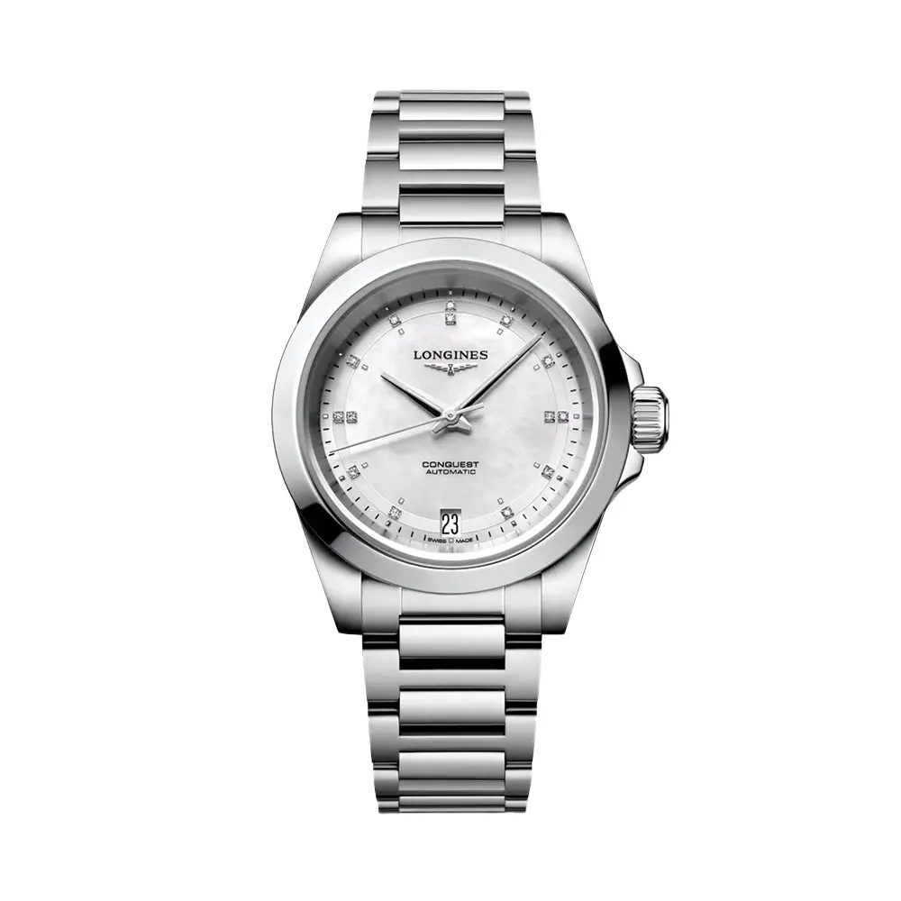 Conquest 34Mm - White, Mother-Of-Pearl W/ Diamonds On Bracelet 1