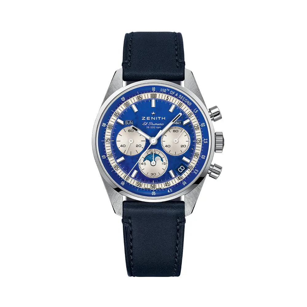 Chronomaster Original Acier Lapis Lazuli 38Mm - Blue On Leather Strap And Bracelet 1