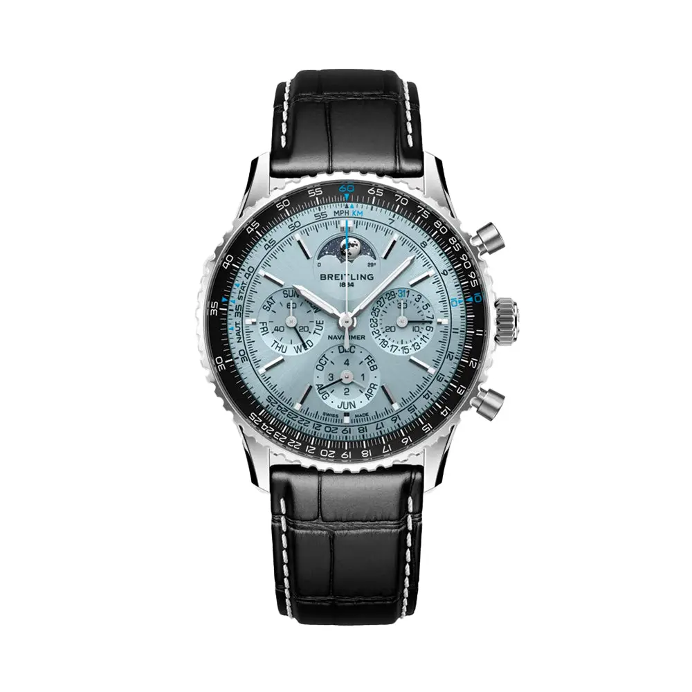 Navitimer B19 Chronograph Perpetual Calendar 43Mm - Blue On Leather Strap 1