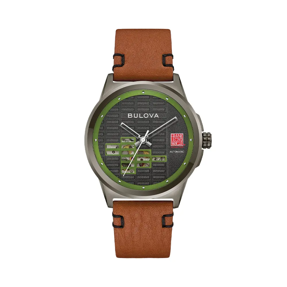 Frank Lloyd Wright Kalil House Automatic 39Mm - Black On Leather Strap 1