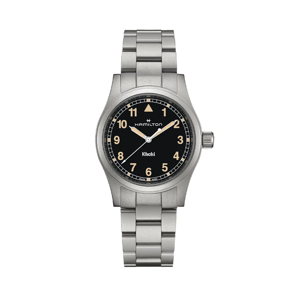 Khaki Field Quartz 38Mm - Black W/ Yellow/Gold Numerals On Bracelet 1