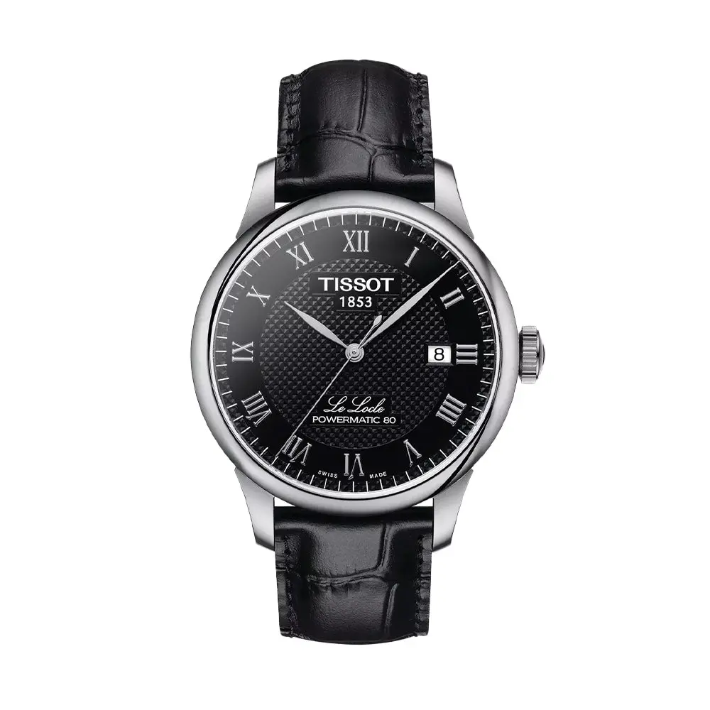Le Locle Powermatic 80 39.3Mm - Black On Leather Strap 1