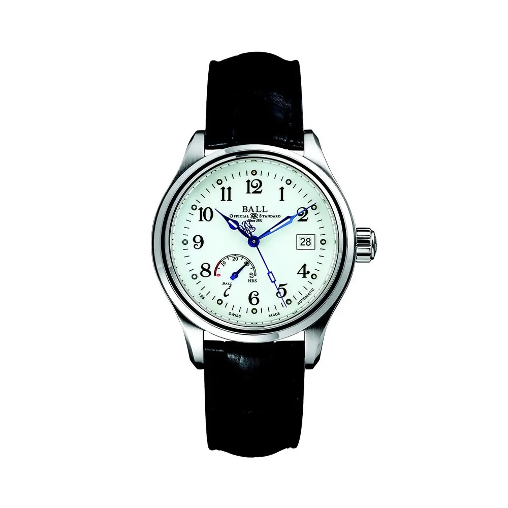 Trainmaster Power Reserve 41Mm - White On Leather Strap 1