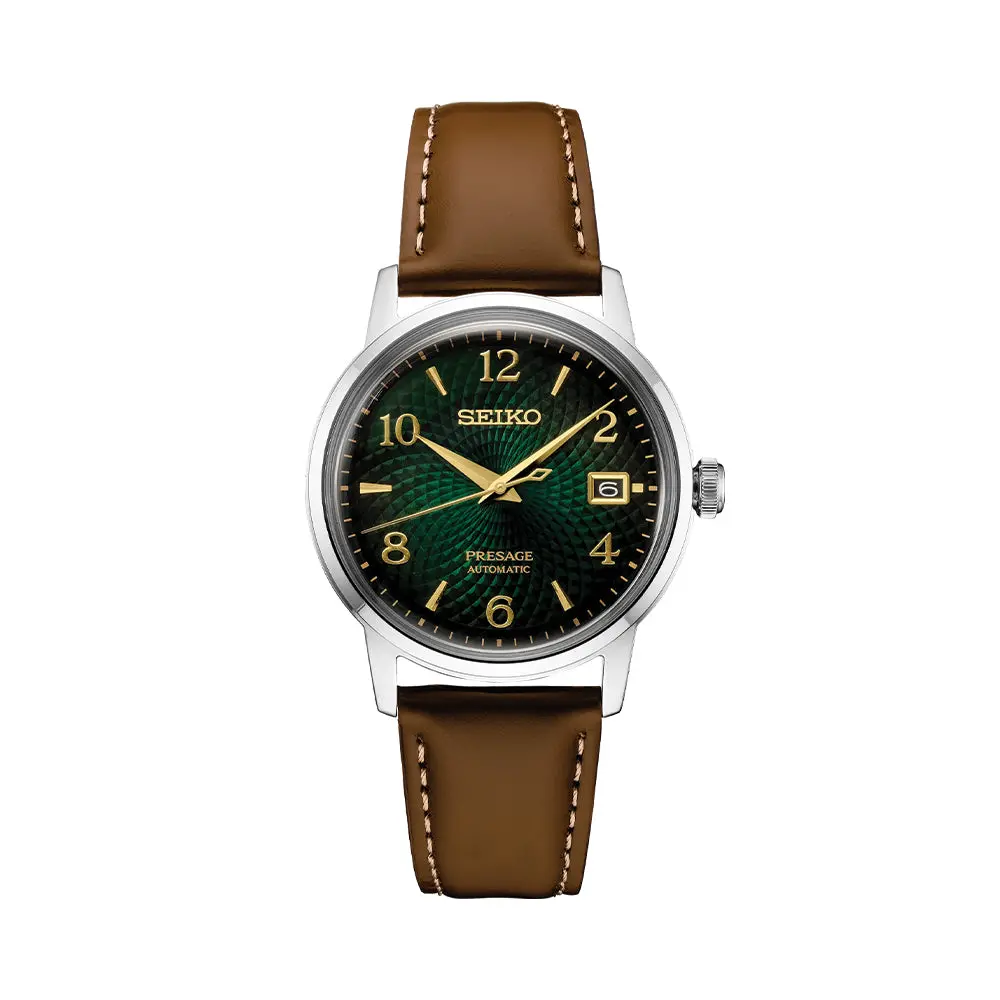 Srpe45 Presage Cocktail Time Automatic 38.5Mm - Green On Leather Strap 1