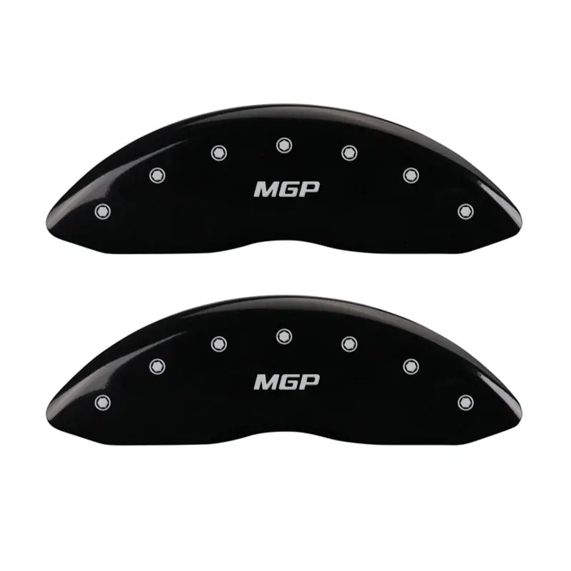 Mgp Engraved 4-Piston Caliper Covers – Front & Rear, Matte Black With Silver Accent 1