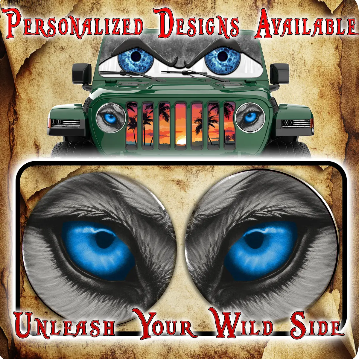 Blue Wolf Eye For A Round Beast Headlight Decal. 30 1