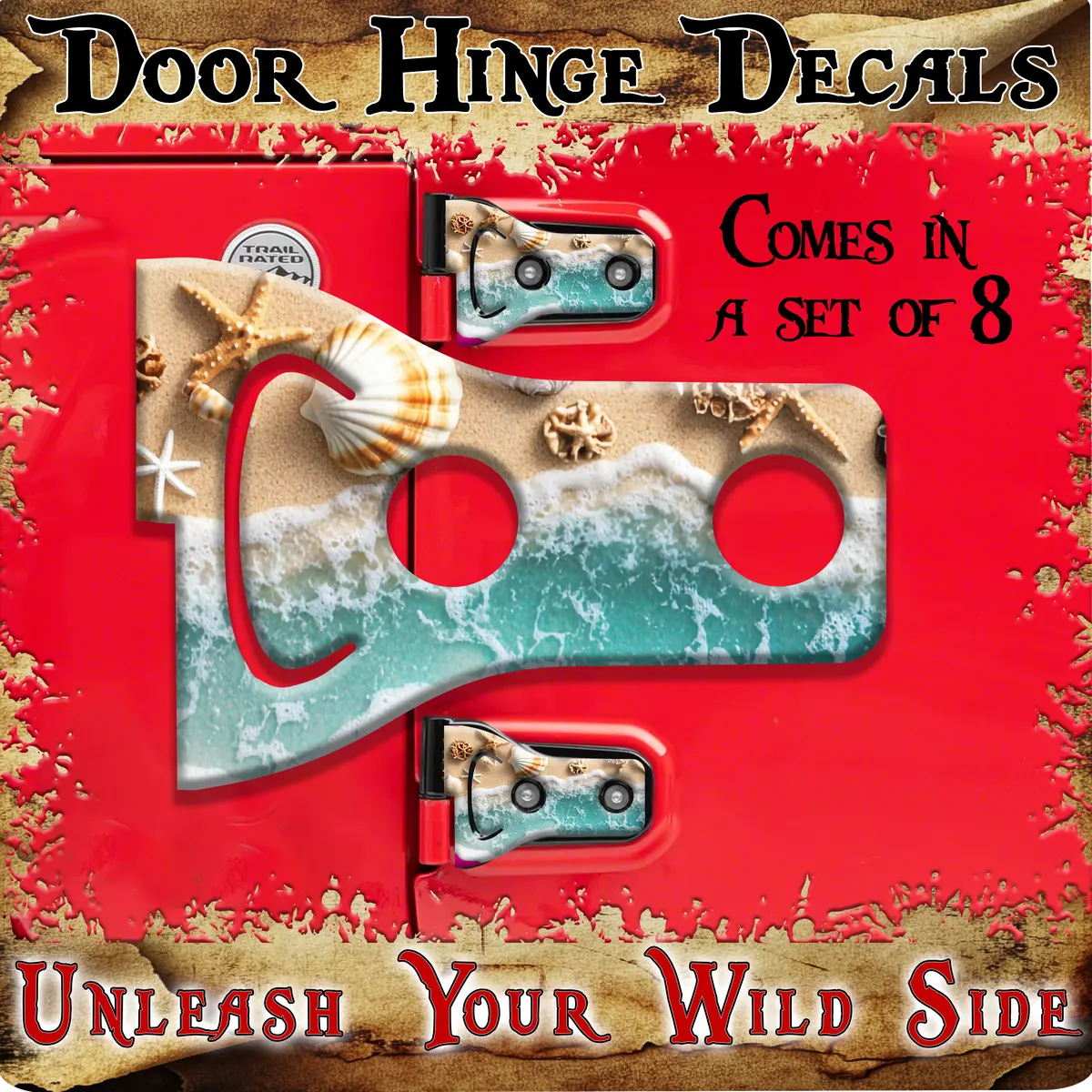 Sea Shells Print Door Hinge Decals 31 2