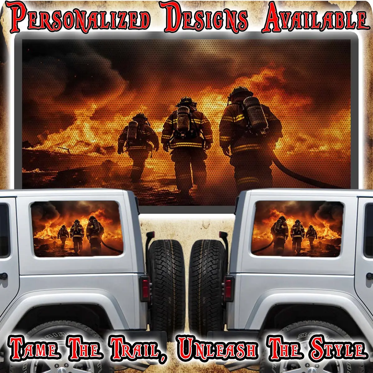 Firemen Rear Quarter Window See Through Graphic. 1