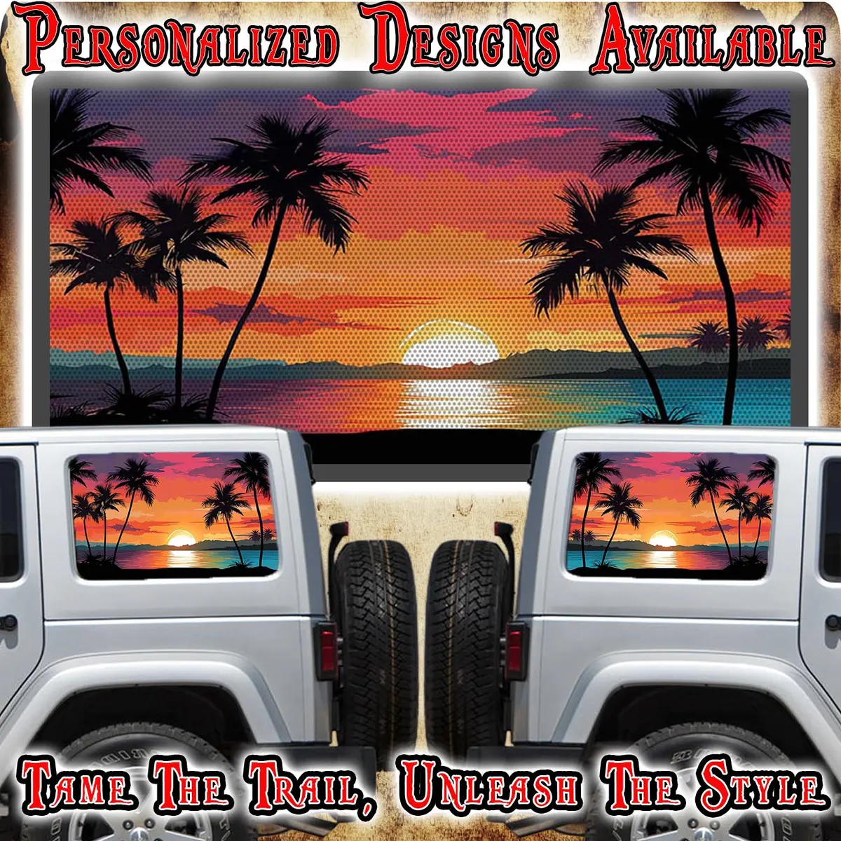 Sunset Beach Rear Quarter Window See Through Graphic. 1