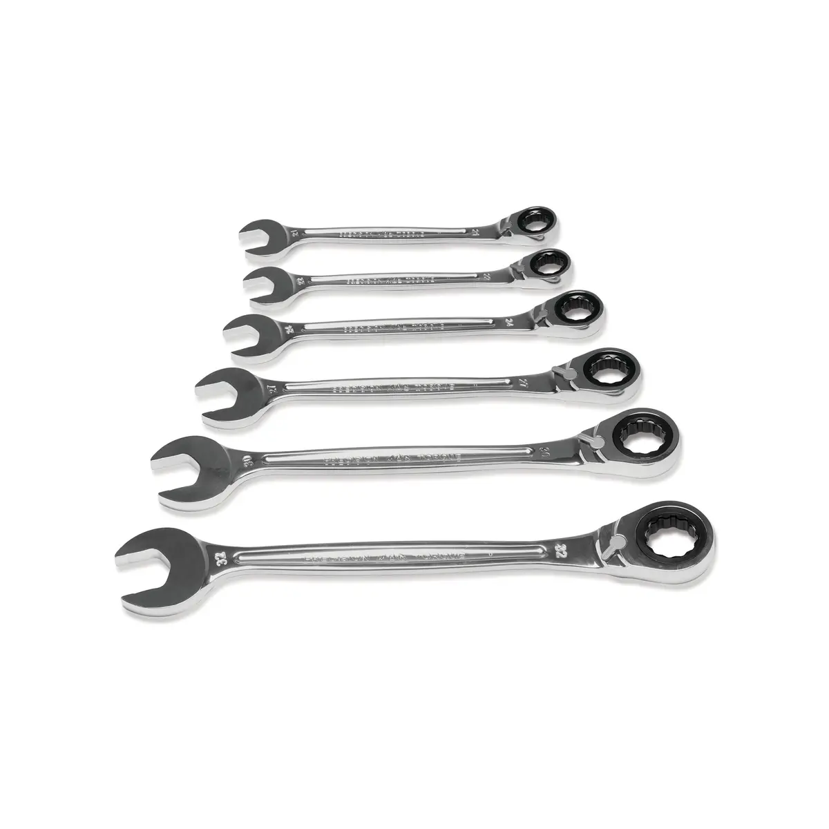 6-Pc. Large Metric Reversible Ratcheting Wrench Set - 12-Pt. 1