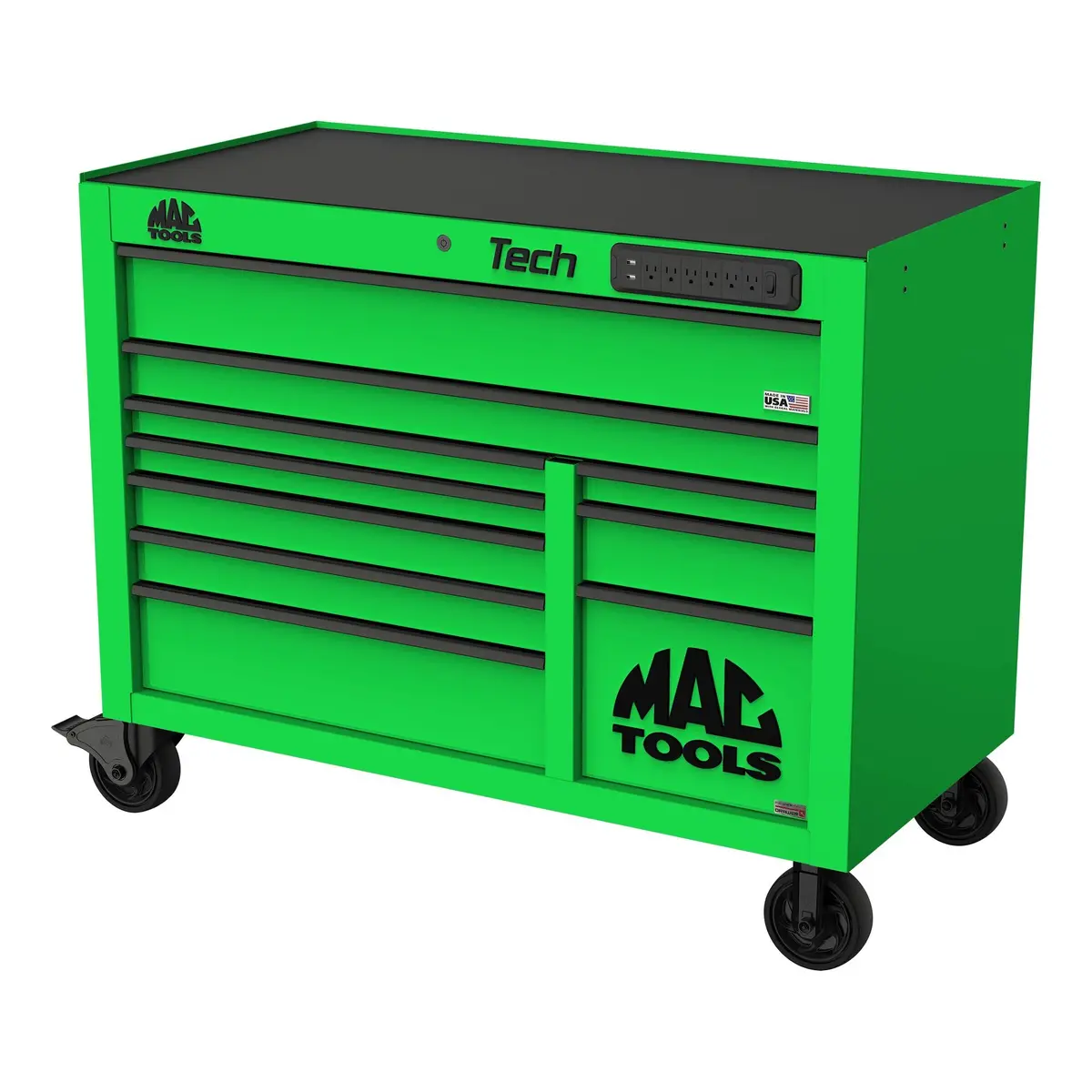 Tech™ Series 10-Drawer Workstation With Powertech™ Drawer - Lime Green 1