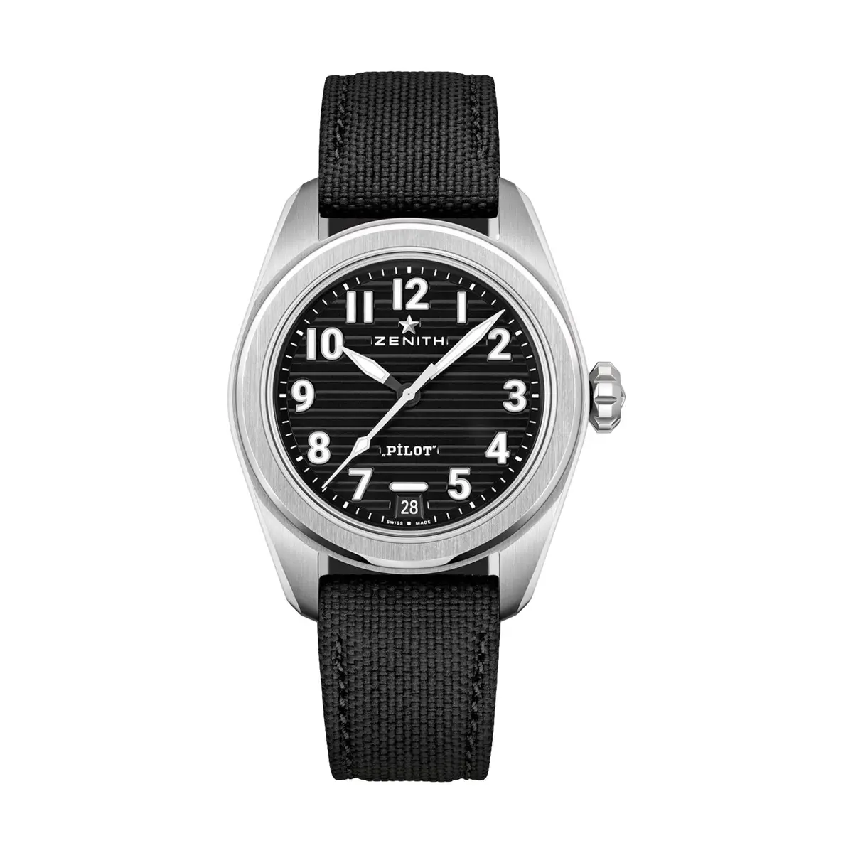 Pilot Central Second And Date 40Mm - Black On Codura-Effect Rubber Strap And Extra Leather Strap 1