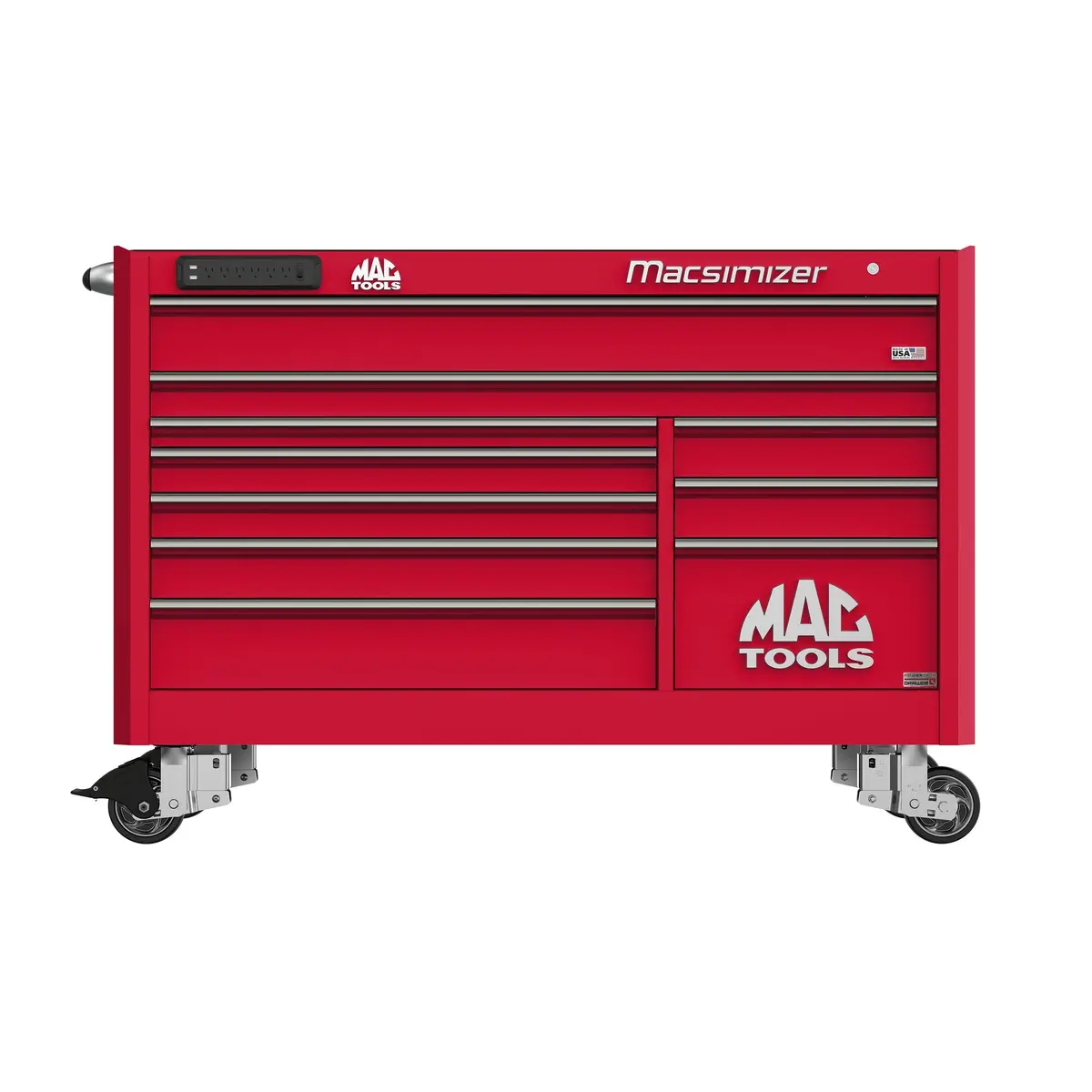 Macsimizer® Series 10-Drawer Workstation With Powertech™ Drawer - Firebrick Red 1