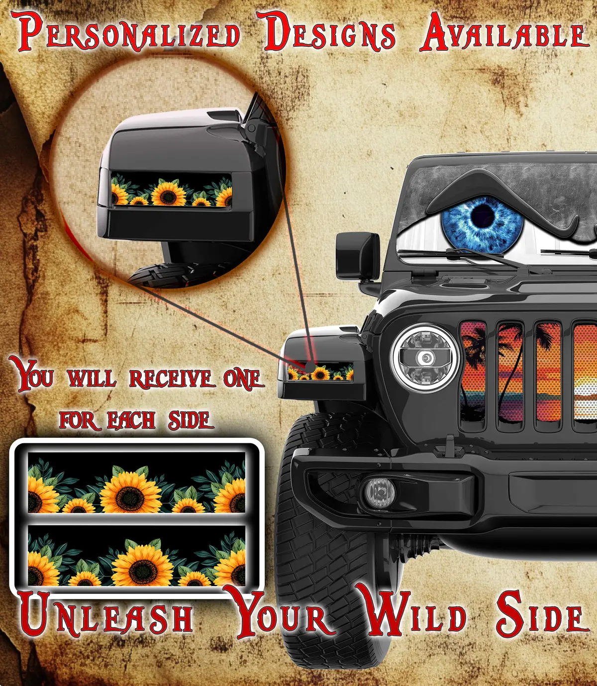 Sunflower Jl And Gladiator Turn Signal Decal. 33 1