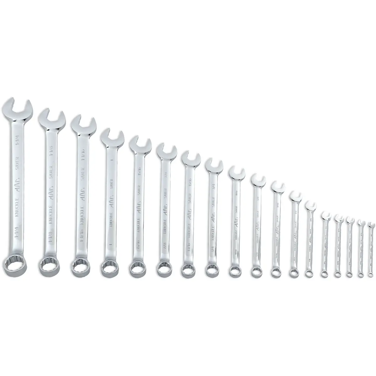 18-Pc. Sae Knuckle Saver Combination Wrench Set - 12-Pt. 1