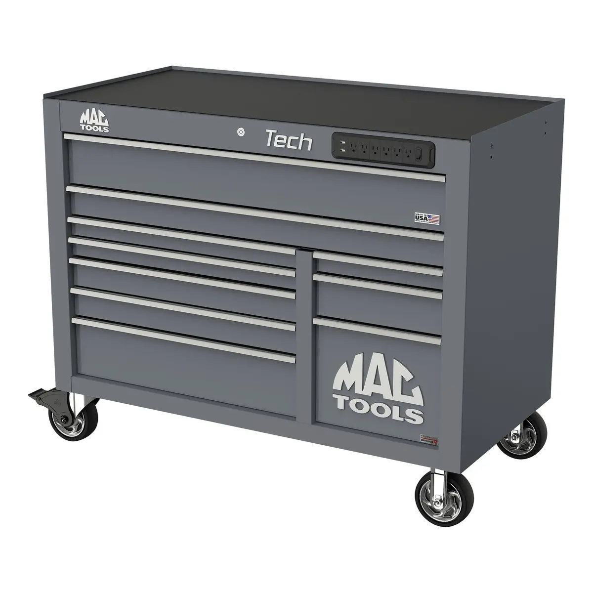 Tech™ Series 10-Drawer Workstation With Powertech™ Drawer - Carbon Gray 1