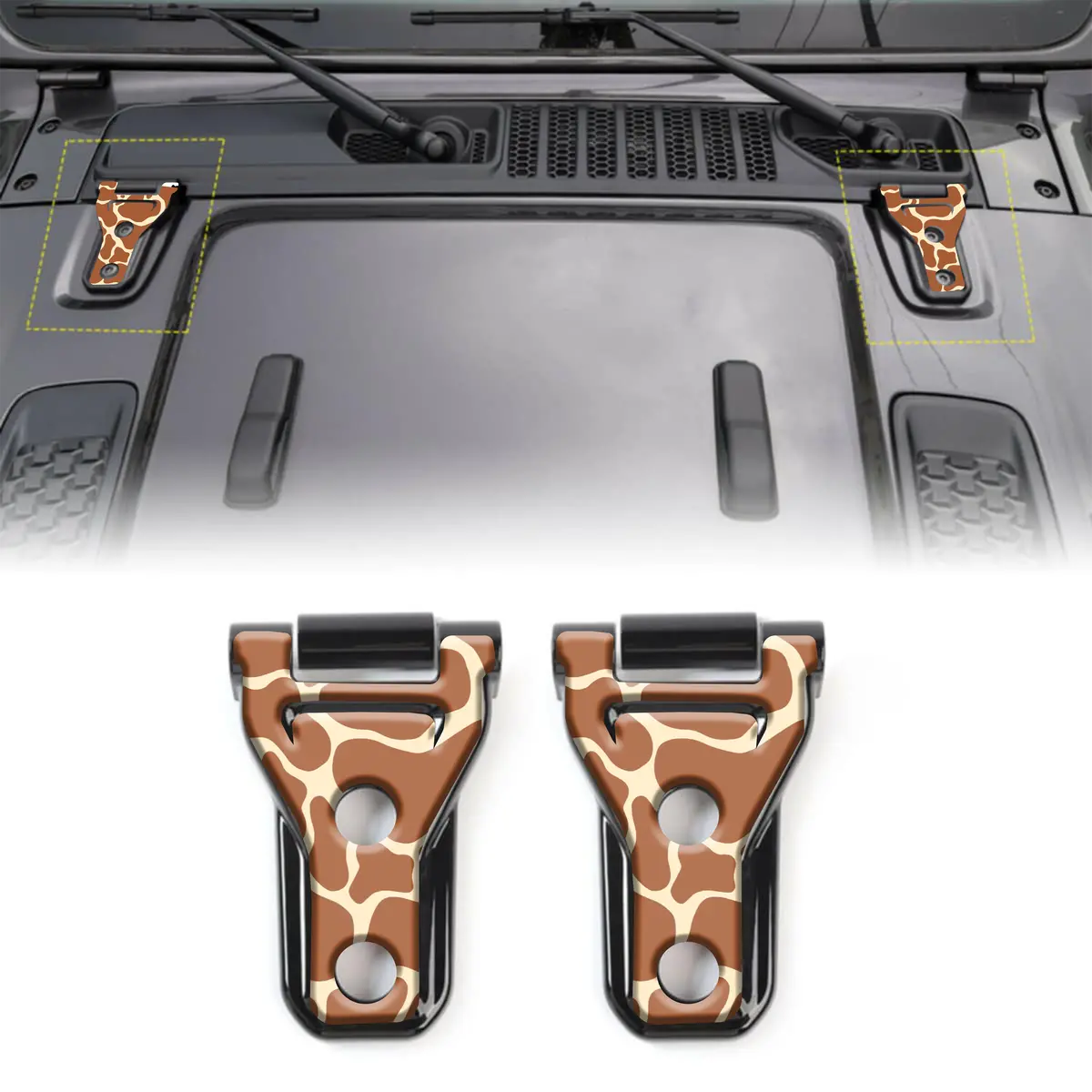 Brown Cow Print Hood Hinge Overlay Decals 34 1