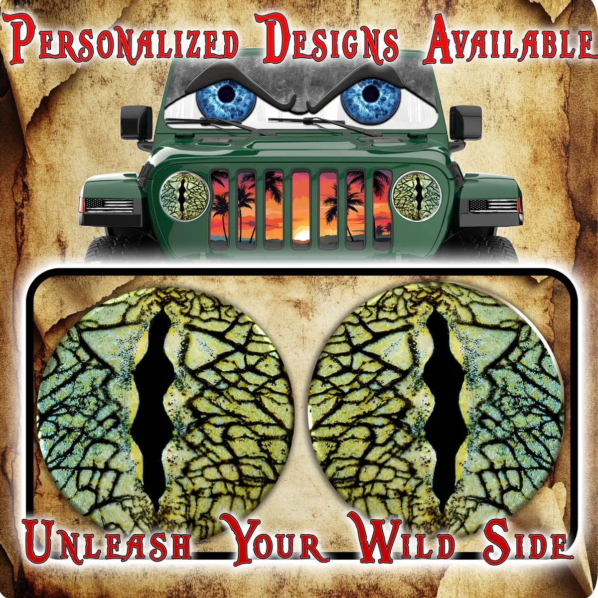 Green Lizard Eyes Headlight Decals 34 1